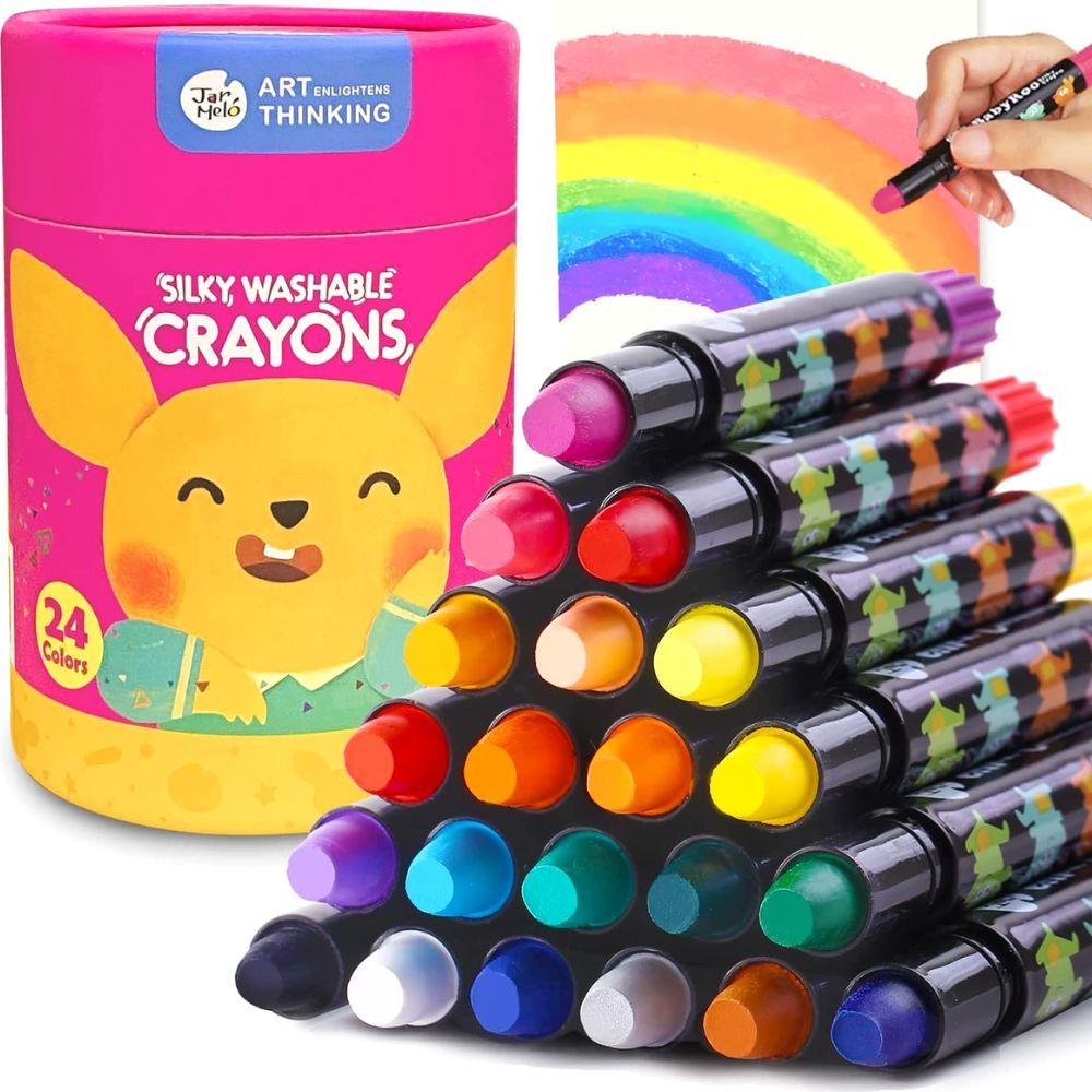 Jar Melo 24 Count Washable Broad Line Markers for Toddlers ,Mess Free  Coloring Markers Kit for Kids